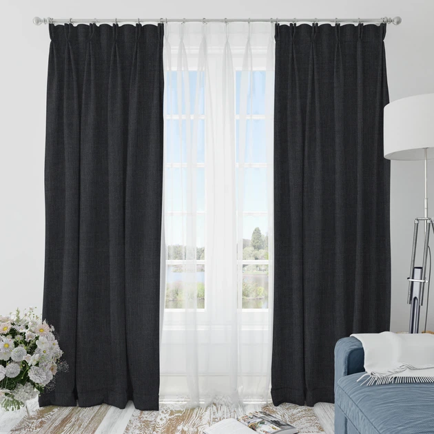 Ткань блекаут рогожка /BLACKOUT цвет антрацит (320г/м.кв285см пог.м) 155822 - изображение 5