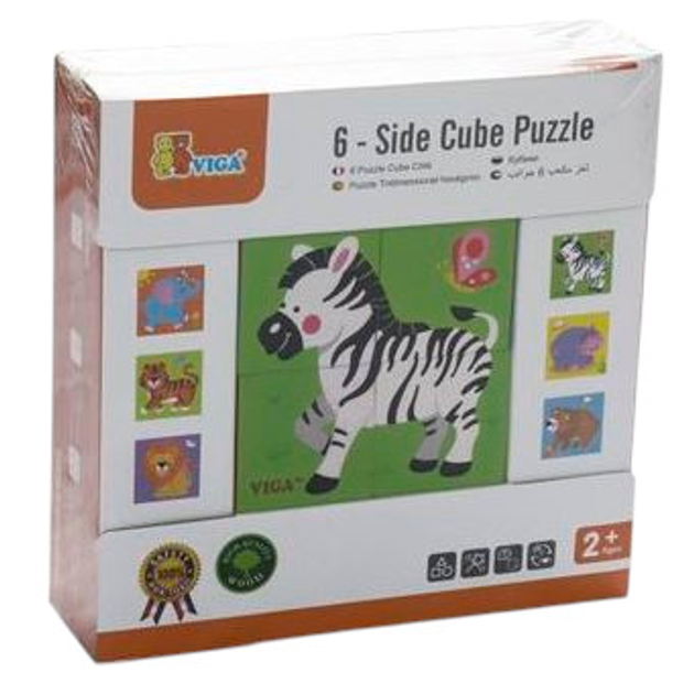 Drewniane puzzle - kostki Viga Zoo 50836 (6934510508364) - obraz 5