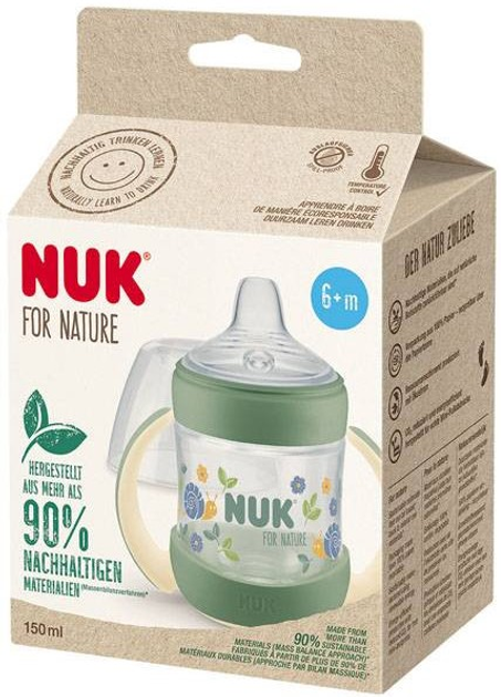 Пляшечка для годування Nuk For Nature Trainer 6+ м зелена 150 мл (4008600420682) - зображення 1