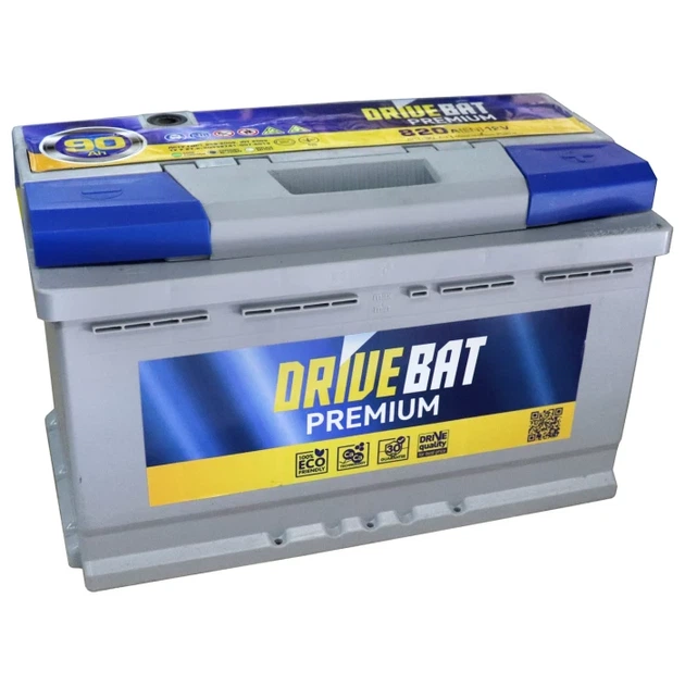 Акумуляторна батарея DRIVEBAT Premium 6СТ-90 Є (820А) - Фото 1 Акумуляторна батарея DRIVEBAT Premium 6СТ-90 Є (820А) - зображення 1
