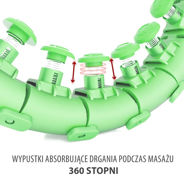 Zestaw HMS Hula-hop HHW01 zielony z wypustkami, obciążnikiem i pasem BR163 czarno czerwony (5907695552782) - obraz 9