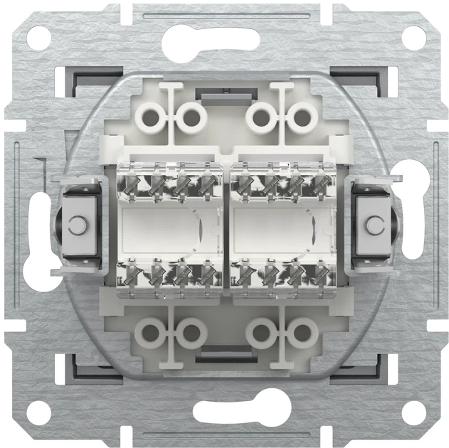 Розетка компьютерная RJ-45 двойная, сталь, EPH4400162 Asfora Schneider - Фото 5 Розетка компьютерная RJ-45 двойная, сталь, EPH4400162 Asfora Schneider - изображение 5