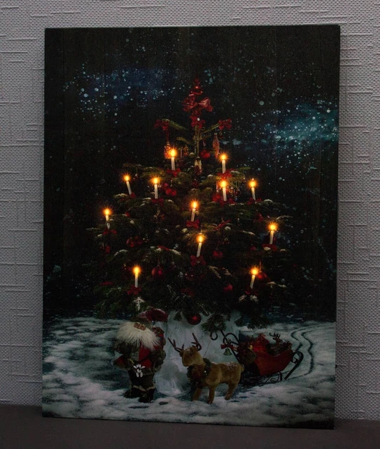 Светящаяся картина - Елка со светящимися свечами, 12 LЕD ламп, 40*30*1,8 см (940010) - Фото 3 Светящаяся картина - Елка со светящимися свечами, 12 LЕD ламп, 40*30*1,8 см (940010) - изображение 3