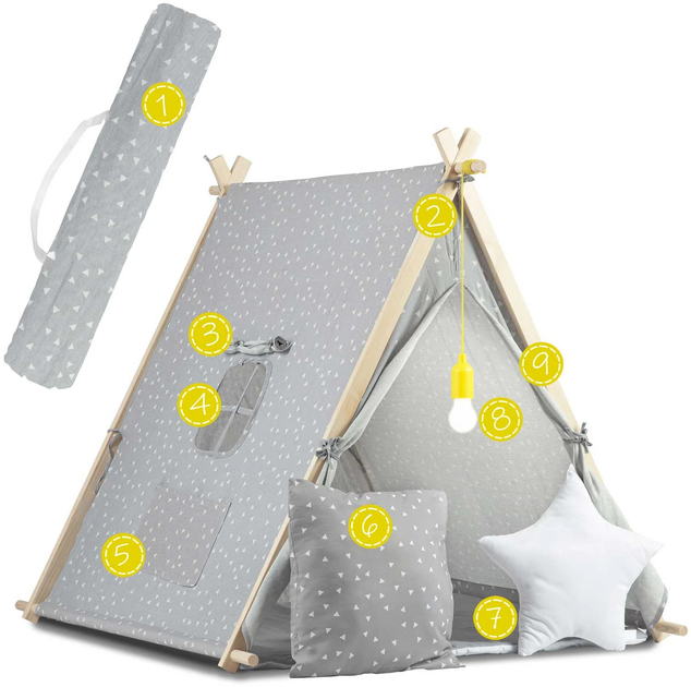 Namiot domek dla dzieci Nukido z lampka szary (5903890609795) - obraz 10