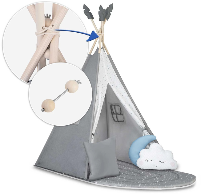 Namiot tipi dla dzieci Nukido NK-406 szary (5903890616694) - obraz 3