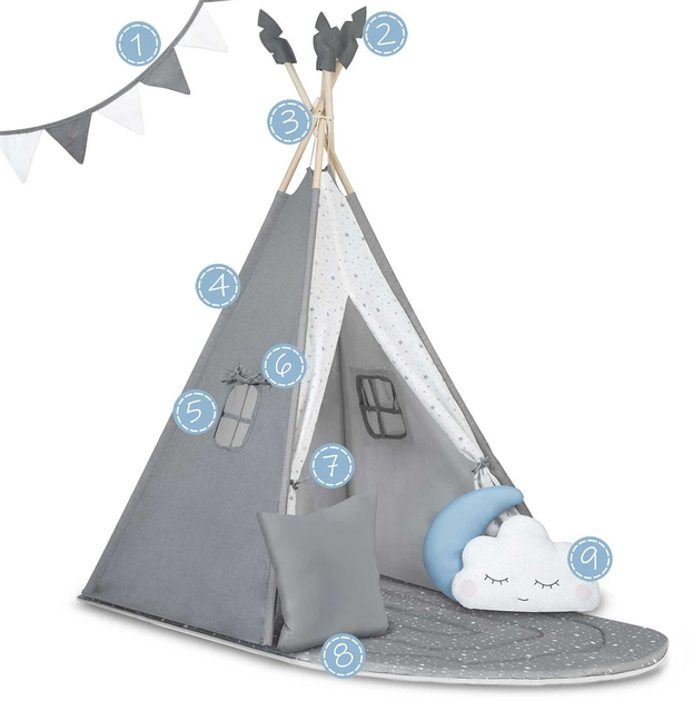 Namiot tipi dla dzieci Nukido NK-406 szary (5903890616694) - obraz 12