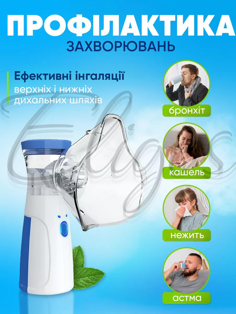 Портативный ультразвуковой ингалятор небулайзер Smart Mesh Nebulizer для детей и взрослых, ручной для дыхательной терапии - изображение 5