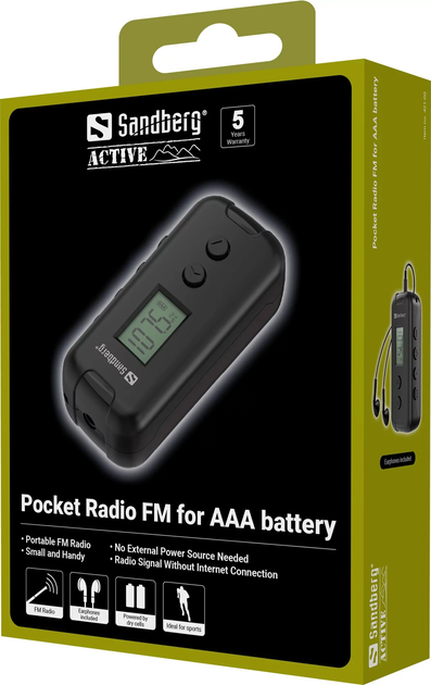 Radioodtwarzacz Sandberg Pocket Radio FM for AAA battery Black (5705730421006) - obraz 10