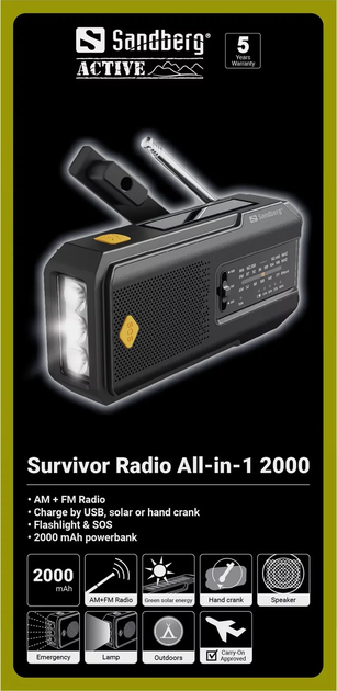 Радіо Sandberg Survivor 421-04 All-in-1 2000 Black (5705730421044) - зображення 10