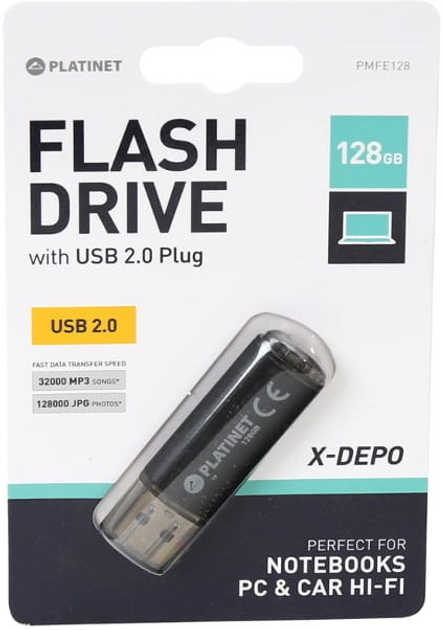 Pendrive Platinet X-Depo 128GB USB 2.0 Black (PMFE128) - obraz 2
