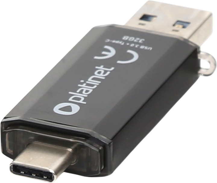 Флеш пам'ять Platinet C-Depo 32GB 2IN1 USB-A 3.2 + USB-C Black (PMFC32B) - зображення 2