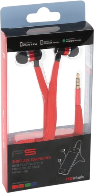 Навушники Freestyle Shoelace In-Ear Earphones + Mic Red (FH2112R) - зображення 3