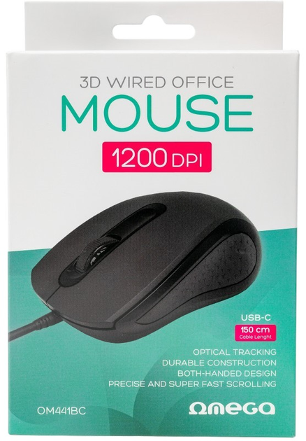 Mysz Omega 3D Wired Office Basic USB-C Black (OM441BC) - obraz 6
