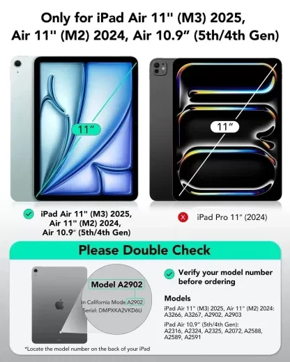Чехол ESR Flip Magnetic Case with Pencil Holder Sky Blue для iPad Air 11” M4 | M3 | M2 (2026 | 2025 | 2024) | iPad Air 10.9” M1 (2022 | 2020) (1B21400203) - изображение 10