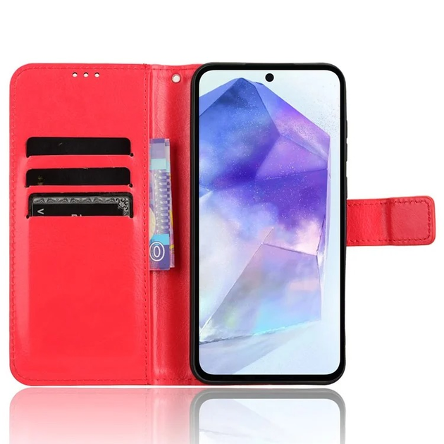 Чехол Idewei для Samsung Galaxy A36 / A366 книжка кожа PU с визитницей красный - изображение 5