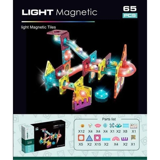 Конструктор магнитный Magnetic DIY Лабиринт СН1171 65 элементов с
