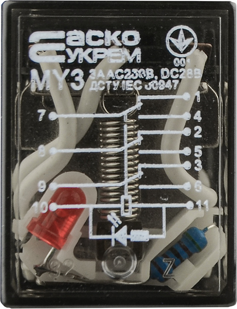 Реле промежуточное АСКО-УКРЕМ МY3 12V DC, на 3 группы контактов АСКО-УКРЕМ A0090010024 - изображение 4