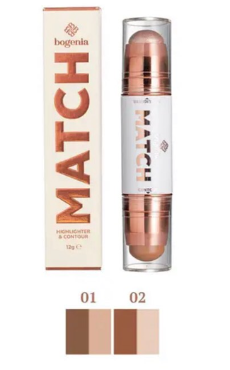 Хайлайтер и контур-стик для лица Bogenia Match Stick Highlighter & Contour BG656 № 001 - изображение 5