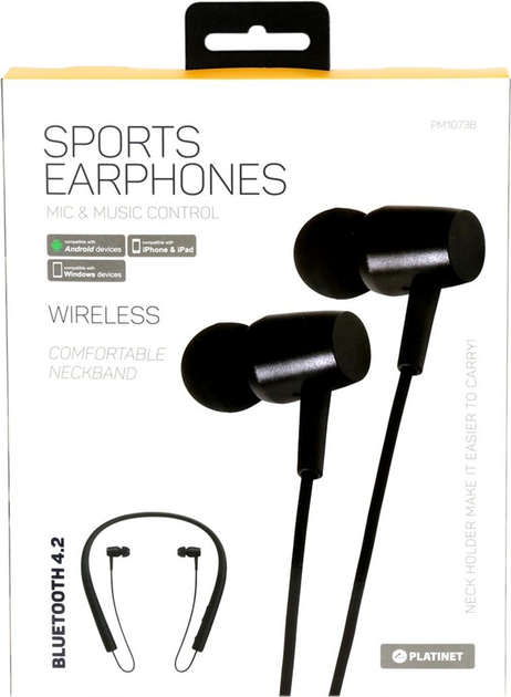 Słuchawki Platinet Sport Hoop Earphones Bluetooth Black (PM1073B) - obraz 4
