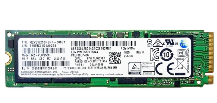 Накопитель SSD Samsung M.2 NVMe 256Gb 960 EVO OEM PM961 (MZ