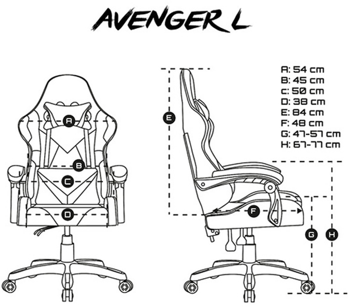 Крісло ігрове Fury Gaming Chair Avenger L 60 мм Black-White (NFF-1711) (955555908018144) - Уцінка - зображення 12