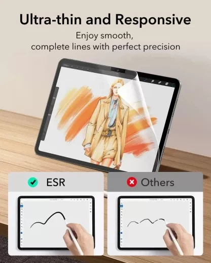 Защитная пленка с эффектом бумаги ESR Paper-Feel Screen Protector 2 шт. для iPad 11” A16 (2025) | iPad 10.9” A14 (2022) (1E0690102) - изображение 6