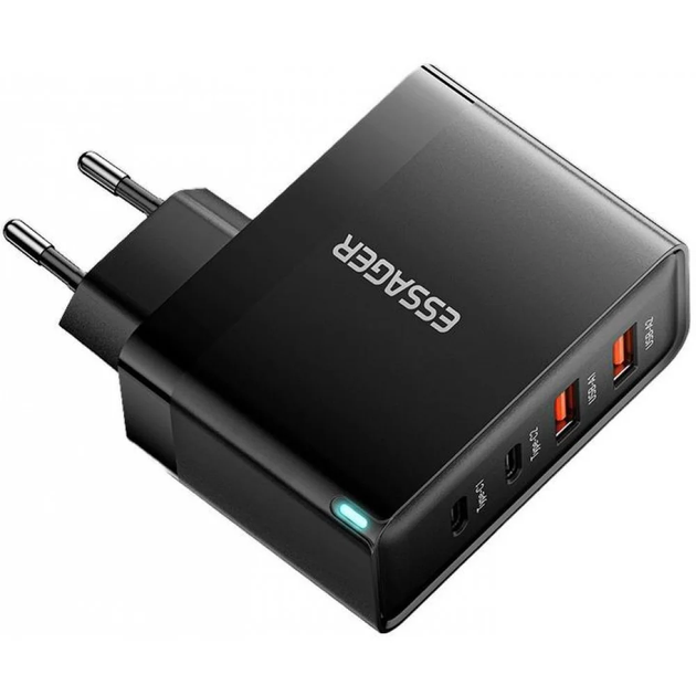 Сетевое зарядное устройство Essager 100W GAN (2xType-C + 2xUSB-A) Black - Фото 4 Сетевое зарядное устройство Essager 100W GAN (2xType-C + 2xUSB-A) Black - изображение 4