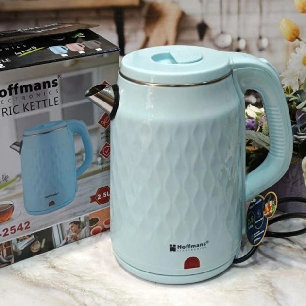 Электрочайник 2,5 л Hoffmans Electronics HM-2542 Электрический чайник для дома 2000W Голубой - Фото 3 Электрочайник 2,5 л Hoffmans Electronics HM-2542 Электрический чайник для дома 2000W Голубой - изображение 3