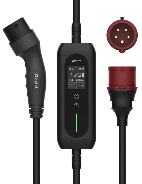 Przenośna ładowarka samochodowa Platinet EV/PHEV AC Type 2 32A 22kW CEE 5m LCD WIFI Tuya Black (EV_PPCW5M22) - obraz 3