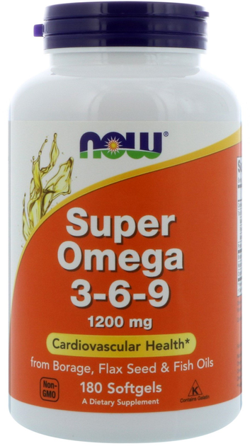 Kwasy tłuszczowe Now Foods Super Omega 3-6-9 1200 mg 180 kapsułek (733739018410) - obraz 1