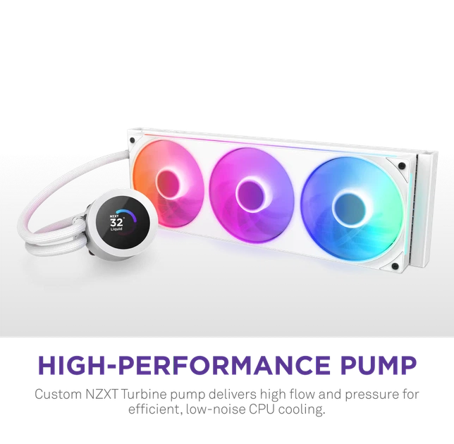 System chłodzenia cieczą NZXT Kraken Plus RGB V2 360 mm AIO Liquid Cooler White (RL-KR360-W2) - obraz 2
