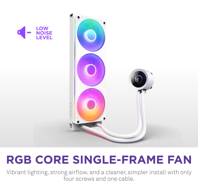 System chłodzenia cieczą NZXT Kraken Plus RGB V2 360 mm AIO Liquid Cooler White (RL-KR360-W2) - obraz 3