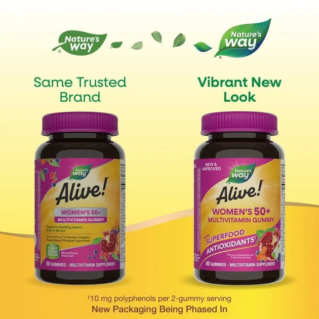 Мультивитамины для женщин после 50 Women's 50+ Gummy Vitamins Nature's Way Смесь ягод 60 жевательных - изображение 2