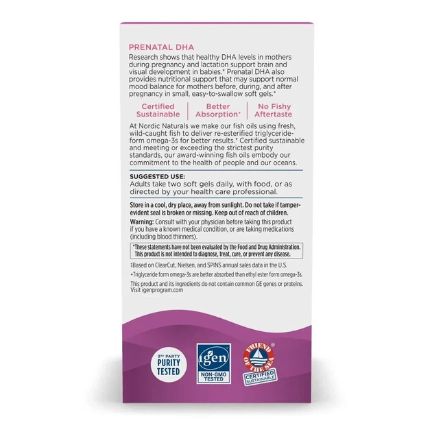 Рыбий жир для беременных Prenatal DHA Nordic Naturals, 500 мг, 180 капсул - изображение 5