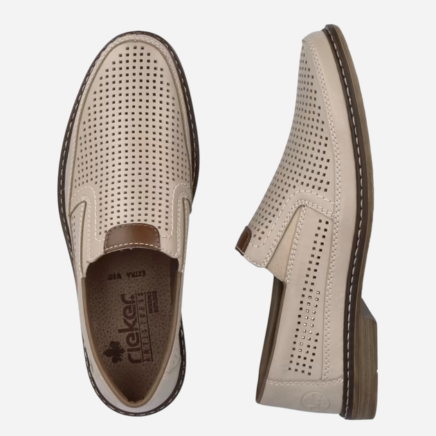Loafersy męskie skórzane RIEKER RIE13459-60_CO 45 Beżowe (4060596764904) - obraz 6