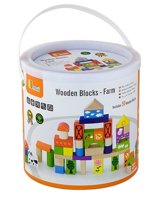 Zestaw drewnianych klocków Viga Farma, 50 elementów 50285 (6934510502850) - obraz 5