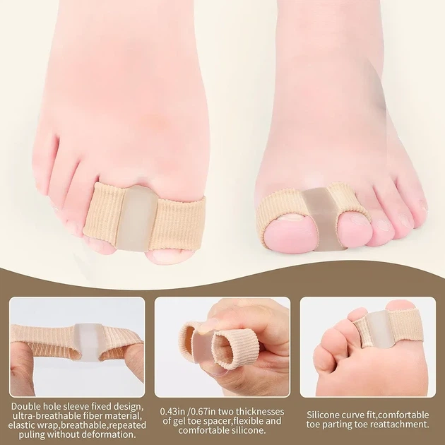 Ортопедичний коректор-роздільник пальців Fiber Toe Separators для корекції вальгусу комплект Розмір L - изображение 2