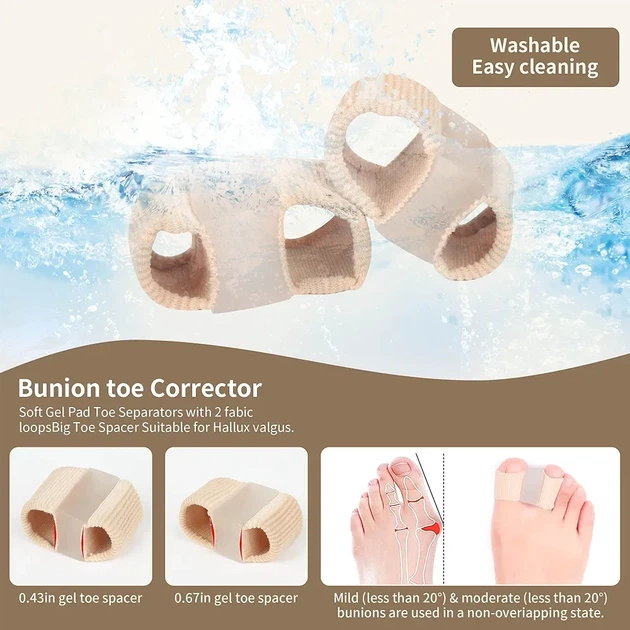 Ортопедичний коректор-роздільник пальців Fiber Toe Separators для корекції вальгусу комплект Розмір L - зображення 4