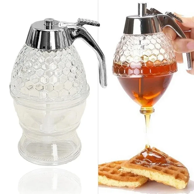 Бутылка диспенсер для меда Honey Dispenser (соусов) Колба дозатор для варки ручной на подставке - изображение 2