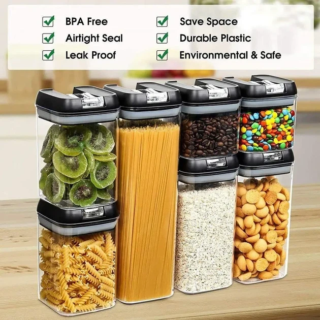 Органайзер для сипких Food storage container set (7 контейнерів) Контейнери для зберігання круп - Фото 1 Органайзер для сипких Food storage container set (7 контейнерів) Контейнери для зберігання круп - зображення 1