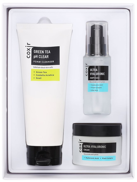 Zestaw do pielęgnacji twarzy Coxir Ultra Hyaluronic Toner 120 ml + ampułka 50 ml + krem 50 g (8809080826430) - obraz 1