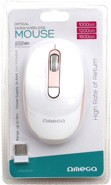 Mysz Omega OM-220 Wireless White/Pink (OM220WP) - obraz 5