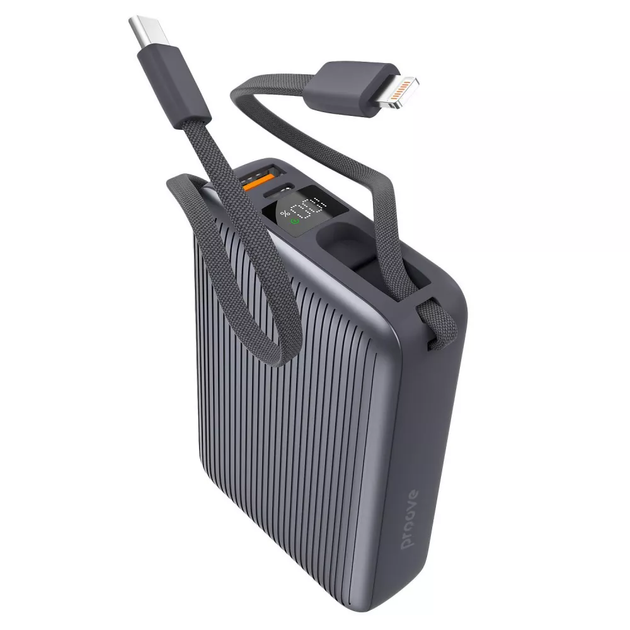 Портативный аккумулятор Powerbank Proove Moon Rock , 22.5 Вт, 20000 мАч, Type-C, Lightning, выход USB Серый - изображение 2