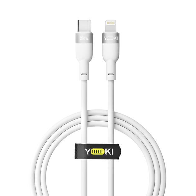 USB YOKI SILICONE YK-SI50 Type-C to Lightning 30W 1.2m Белый - Фото 1 USB YOKI SILICONE YK-SI50 Type-C to Lightning 30W 1.2m Белый - изображение 1