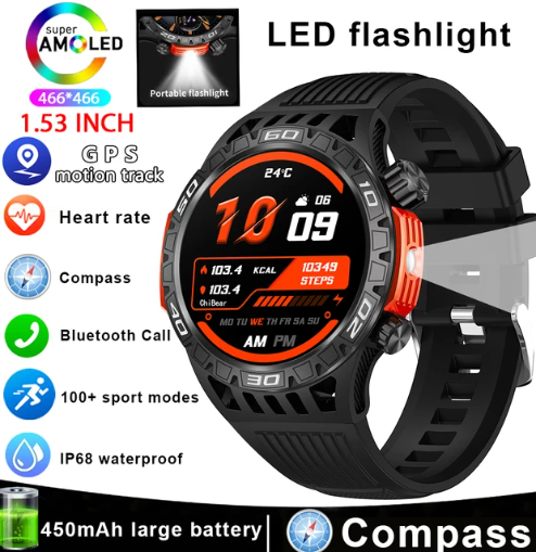 Тактичні Смарт годинник Smart Watch HT22 PRO/ чорний - Фото 2 Тактичні Смарт годинник Smart Watch HT22 PRO/ чорний - зображення 2