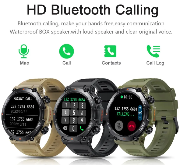 Смарт часы Smart K56 PRO Black в спортивно военном стиле/ черные - изображение 9