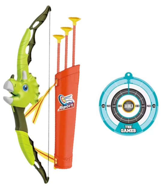 Łuk strzelecki LEAN Toys Strzały z przyssawkami i tarczą Dinozaur Zielony (5905991054719) - obraz 3