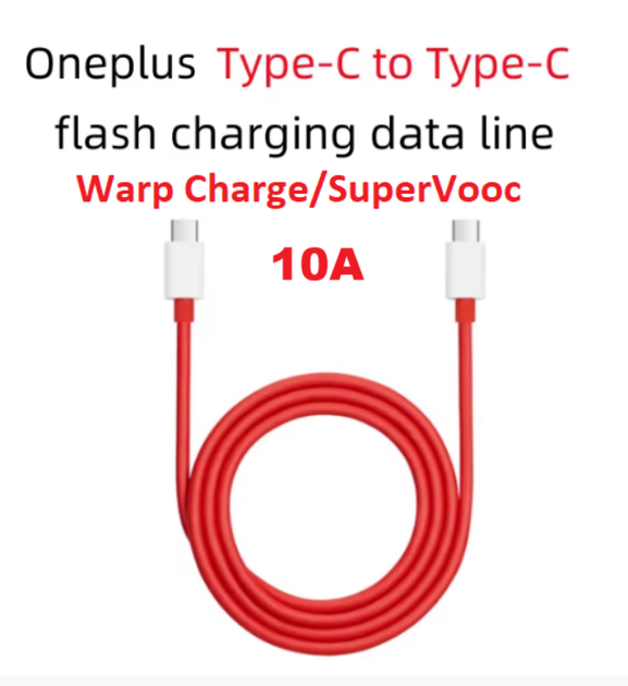 Кабель швидкої зарядки OnePlus DL149 Type-C to Type-C Warp Charge SuperVooc 10A 100W 1м Червоний - Фото 3 Кабель швидкої зарядки OnePlus DL149 Type-C to Type-C Warp Charge SuperVooc 10A 100W 1м Червоний - зображення 3