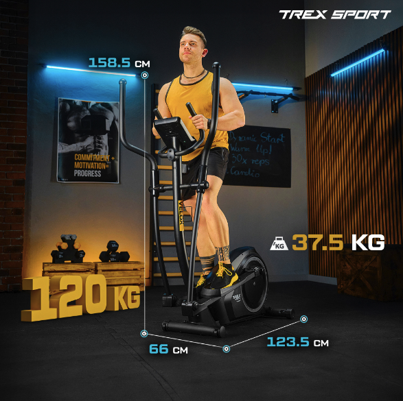 Орбитрек магнитный Trex Sport TX-600CT Velox Black до 120 кг (Шаг 31.5 см) - изображение 9