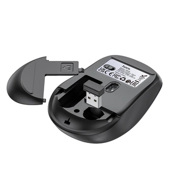 Беспроводная оптическая USB мышка Wireless Hoco GM28 радиус действия до 10 метров на частоте 2.4GHz от 800 до 1600 DPI Black - изображение 3